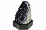 Deep Purple Amethyst Geode With Wood Base - Uruguay #342787-1